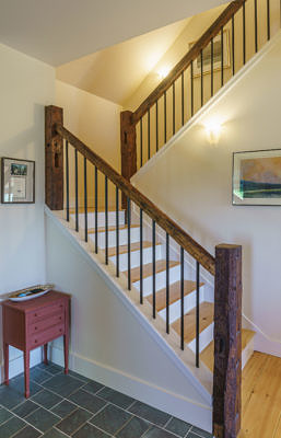Stairs in contemporary farmhouse in Middlesex, Vermont