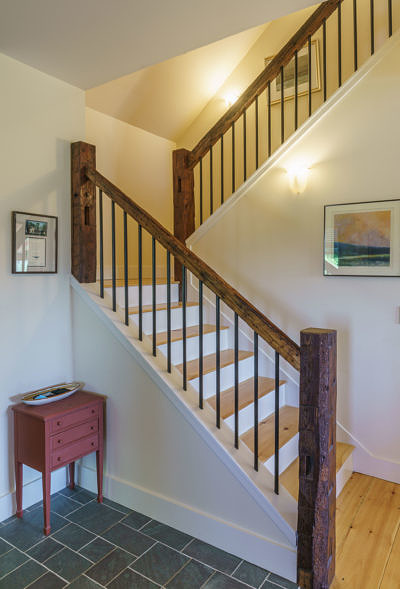 Stairs in contemporary farmhouse in Middlesex, Vermont