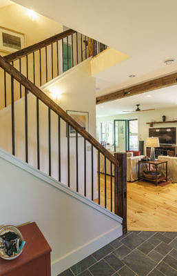 Stairway in contemporary farmhouse in Middlesex, Vermont