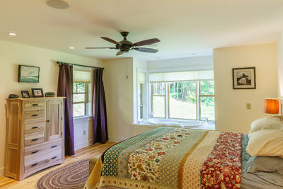 Bedroom in contemporary farmhouse in Middlesex, Vermont