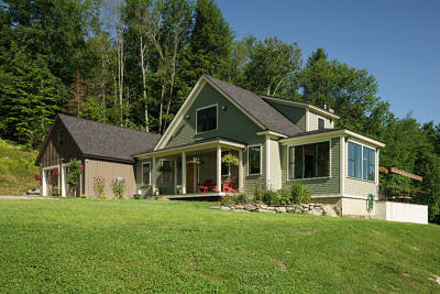 Exterior of contemporary farmhouse in MIddlesex, Vermont