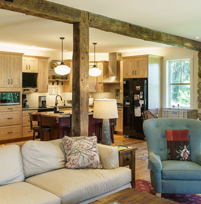 Living area in contemporary farmhouse in Middlesex, Vermont