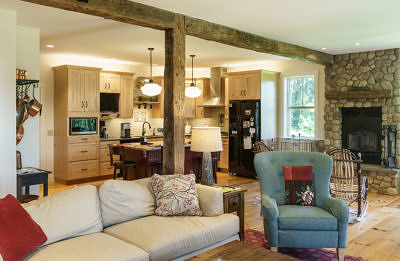 Living area in contemporary farmhouse in Middlesex, Vermont