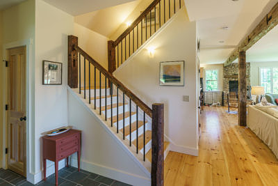 Staircase in contemporary farmhouse in Middlesex, Vermont