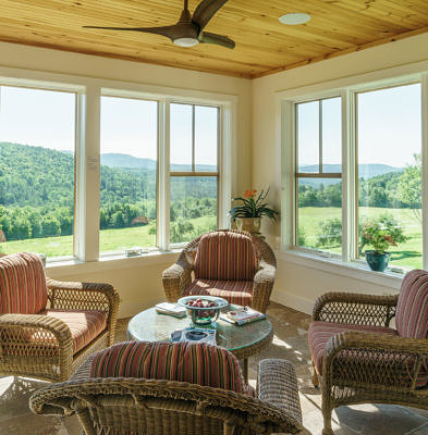 Sunroom in contemporary farmhouse in Middlesex, Vermont