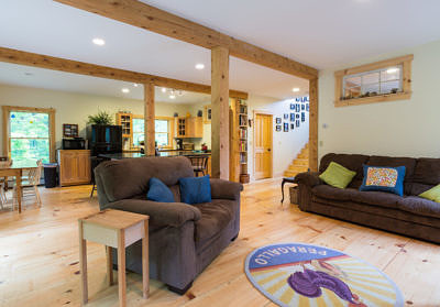 Living room in rustic saltbox in Fayston, Vermont