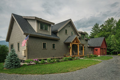 Exterior of timber frame home in Fayston, Vermont