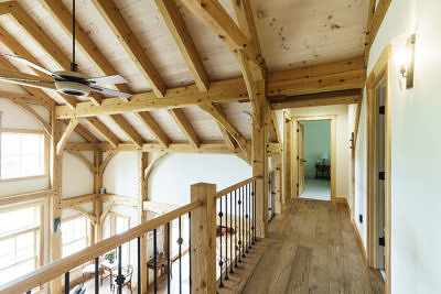 Upper floor in timber frame home in Fayston, Vermont