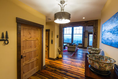 Hallways in western style lodge home in Waterbury, Vermont